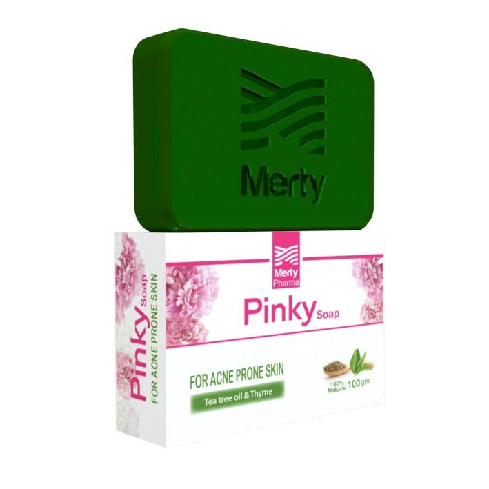 Pinky skin natural soap bar with tea tree oil & thyme - 100 gm